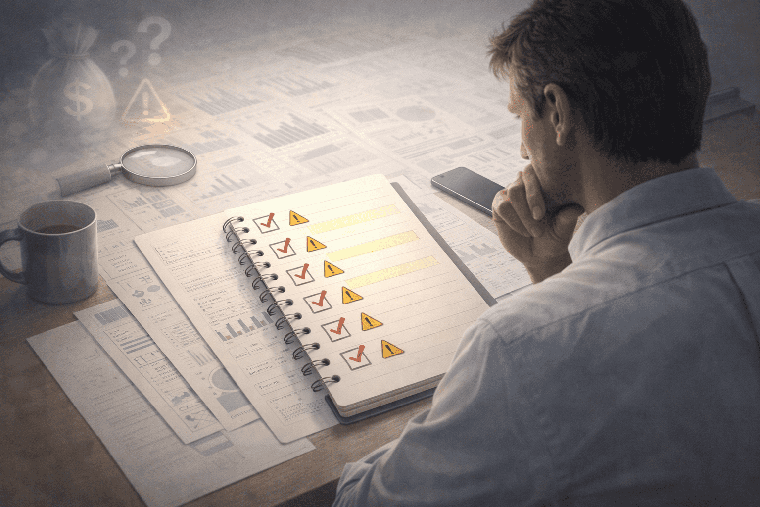 투자에서 몰라도 되는 것은 없다는 교훈을 정리하는 재테크 회고 일러스트